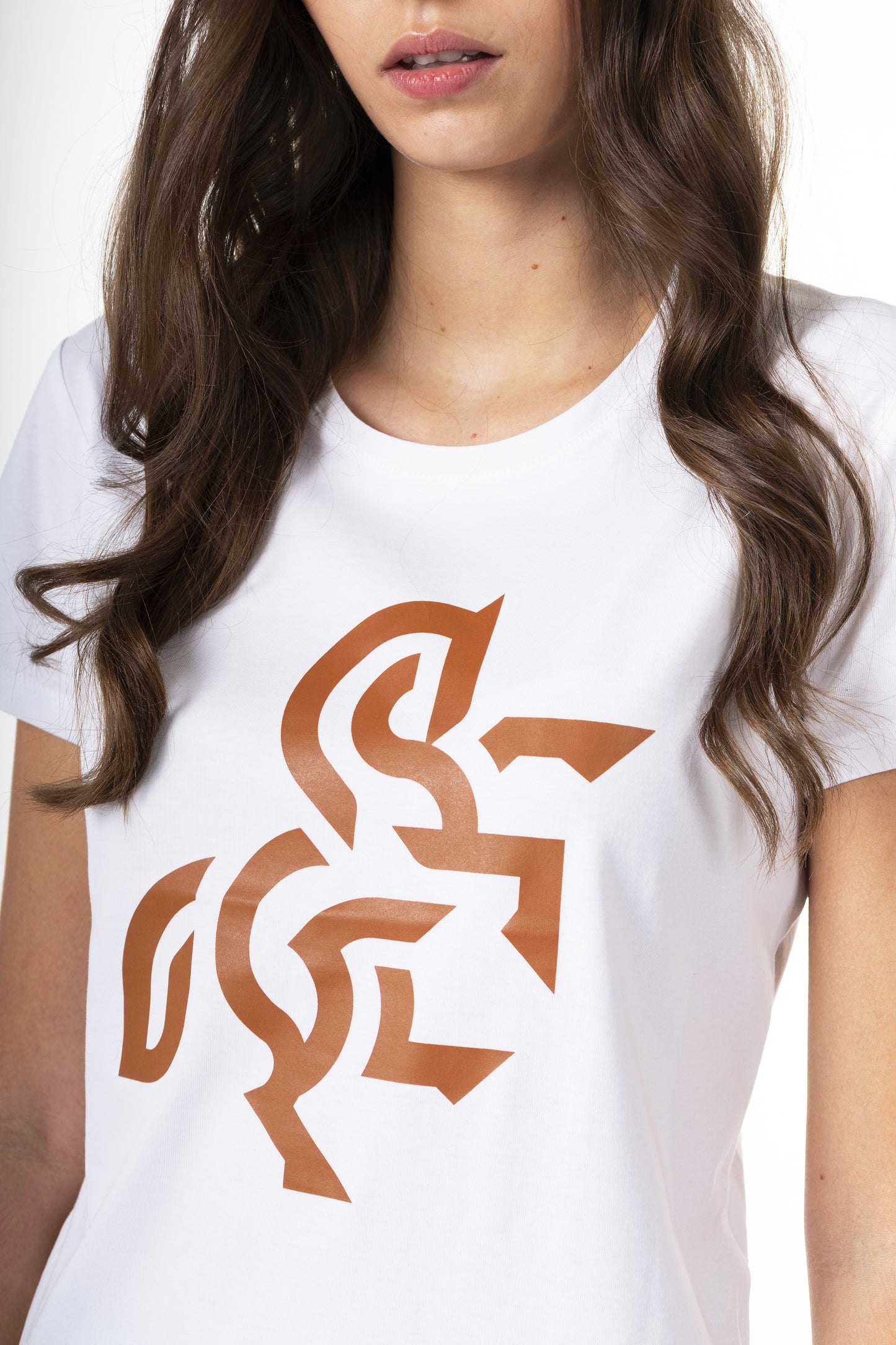 Women's White T-Shirt - Bronze Logo