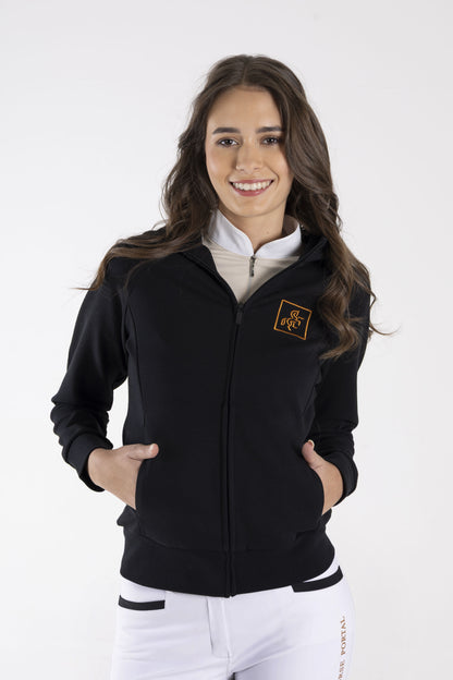 Women's Black Full Zip Sweatshirt Bronze Logo