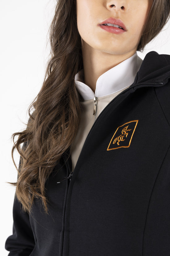Women's Black Full Zip Sweatshirt Bronze Logo