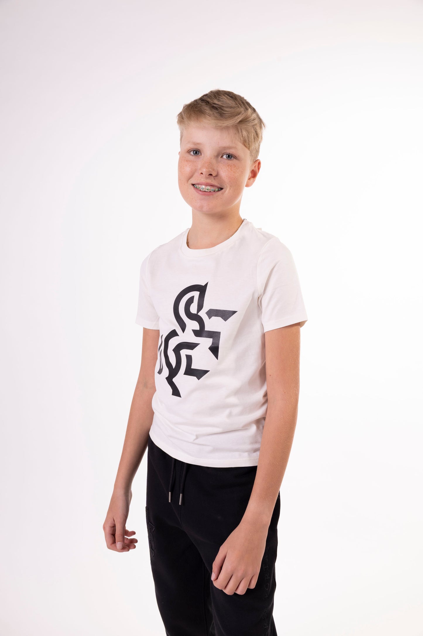 Kids' Ivory T-Shirt Black Logo