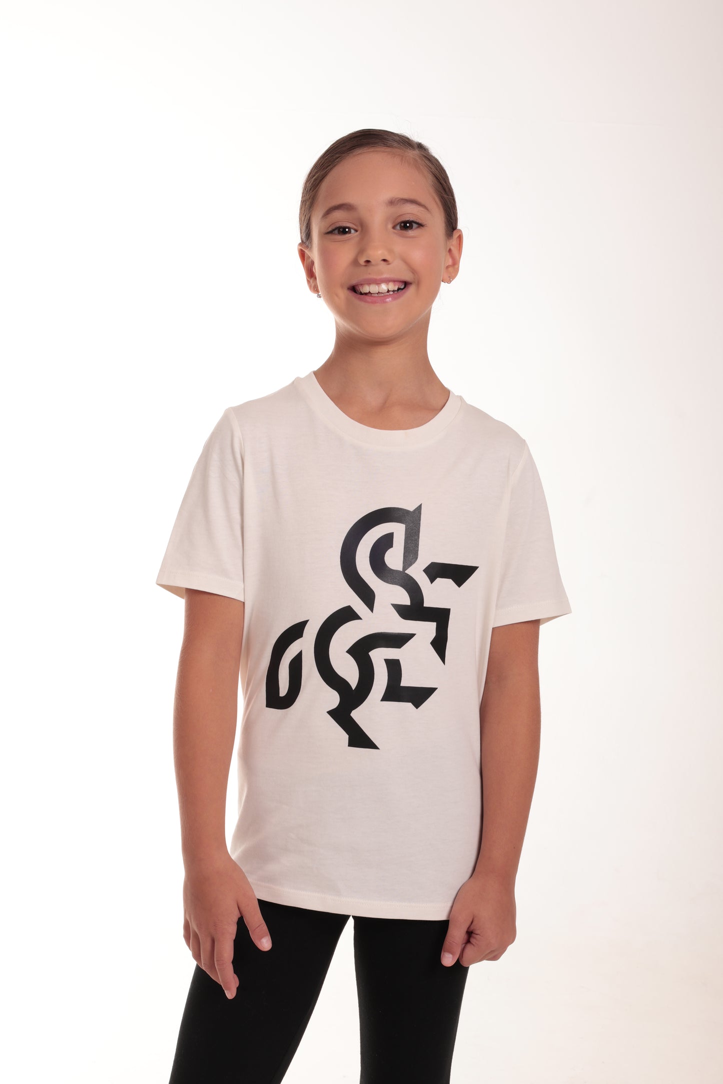 Kids' Ivory T-Shirt Black Logo