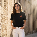 Women's Black T-shirt with a Bronze Logo
