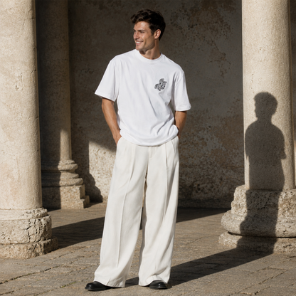 Men's White T-shirt with a Black Logo