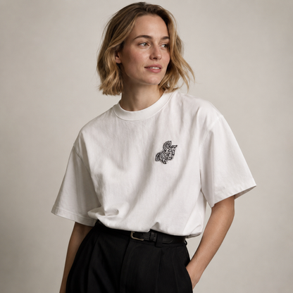 Women's White T-shirt with a Black Logo