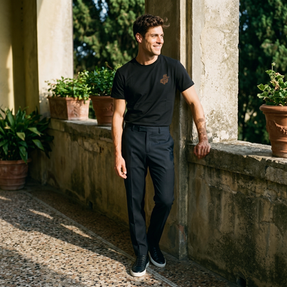 Men's Black T-shirt with a Bronze Logo