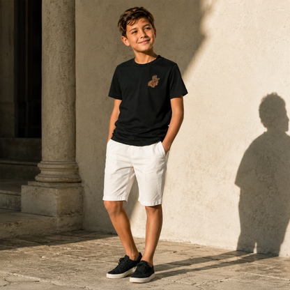 Boys' Black T-shirt with a Bronze Logo