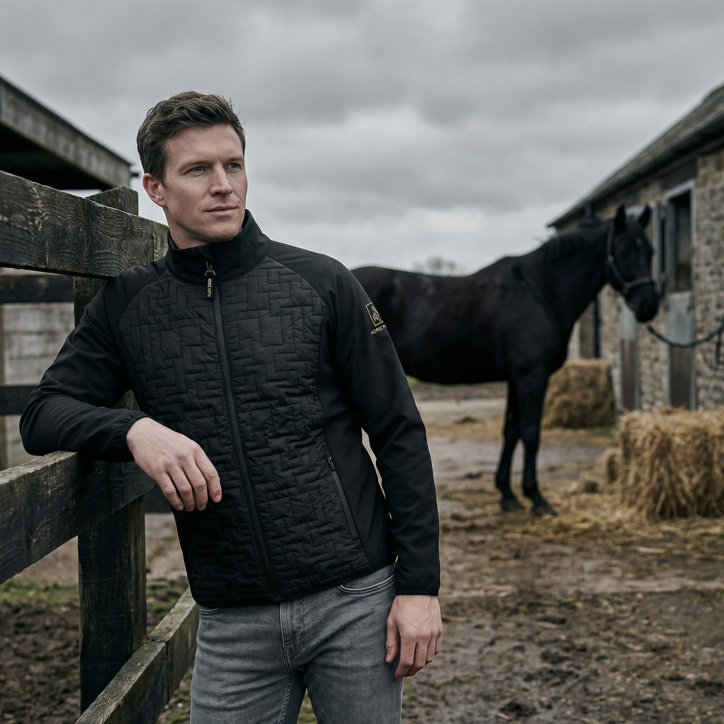 Men's jacket with front quilting Black