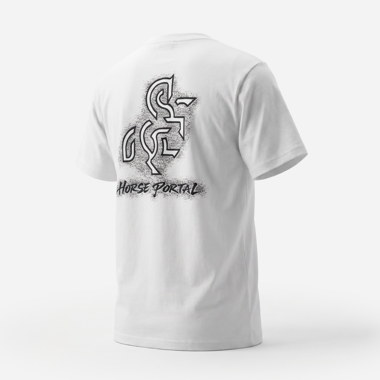 Girls' White T-shirt with a Black Logo