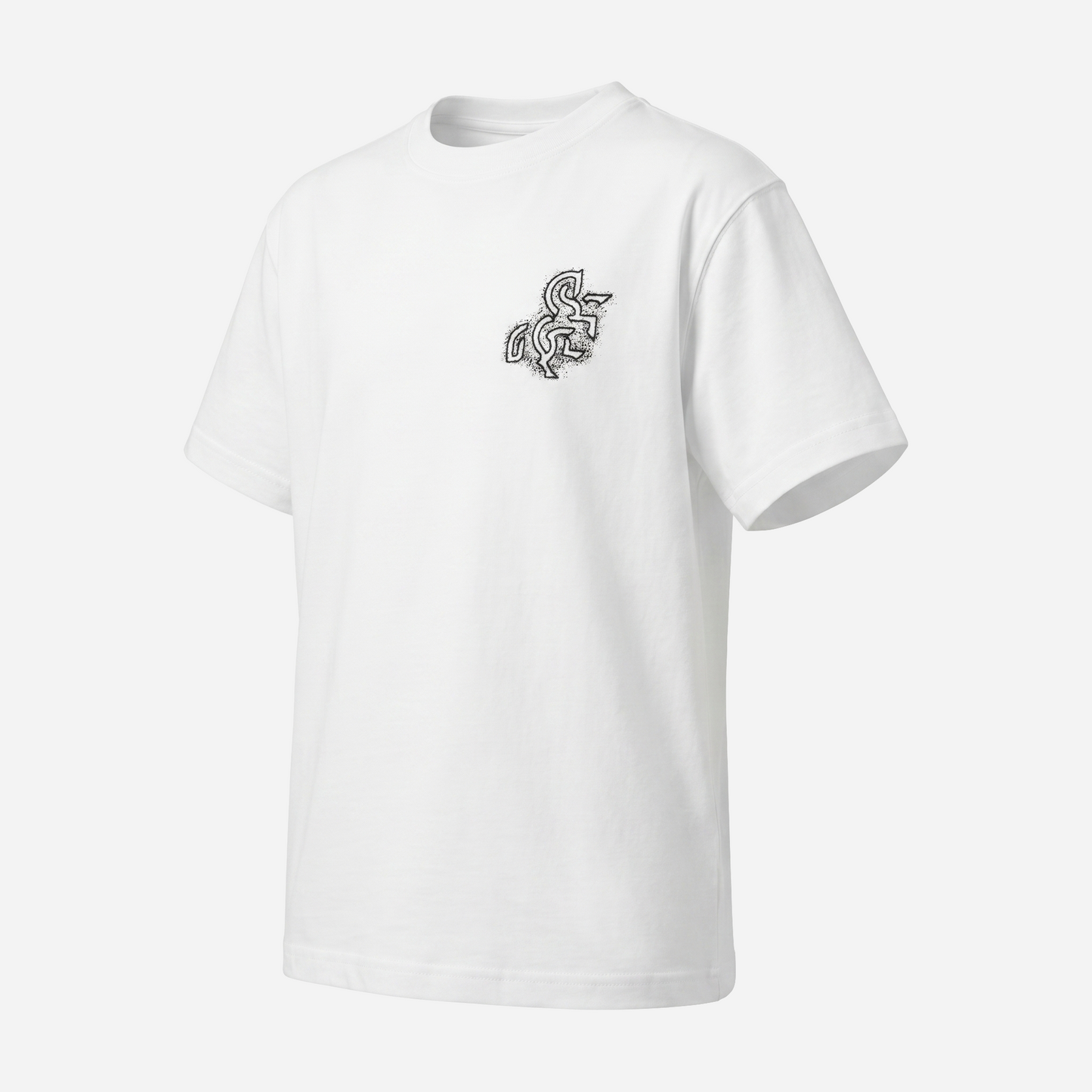 Girls' White T-shirt with a Black Logo