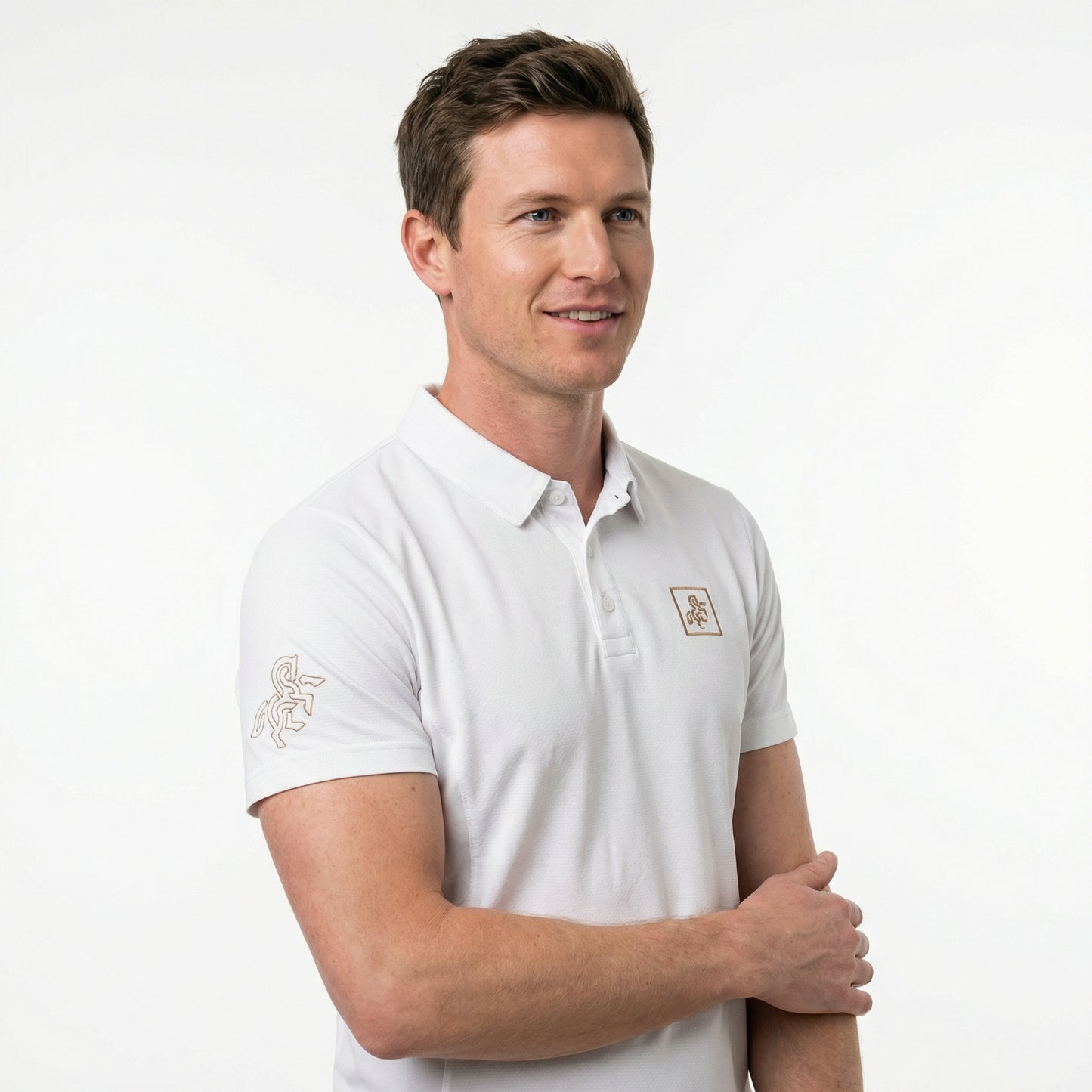 Men's White Polo T-shirt Comptetion