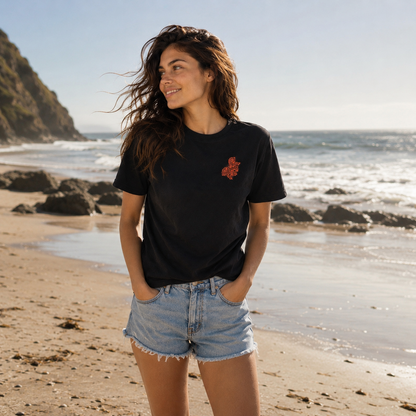 Women's Black T-shirt with a Bronze Logo